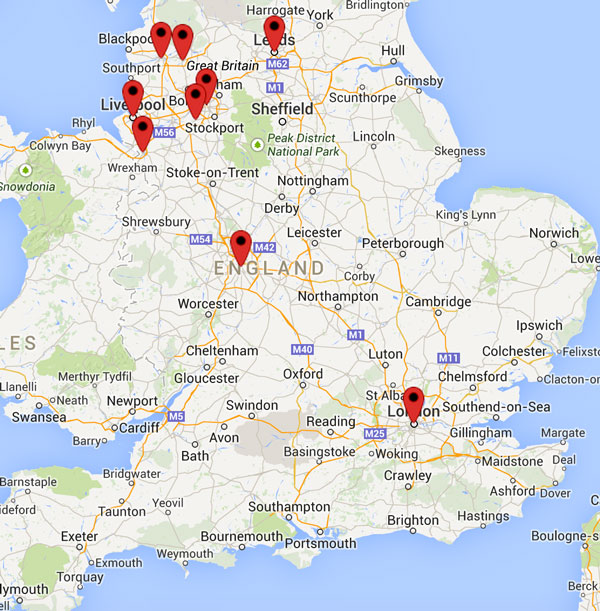 Map of UK medical locations